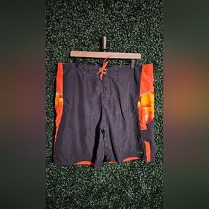 Nike Black and Orange Swim Shorts